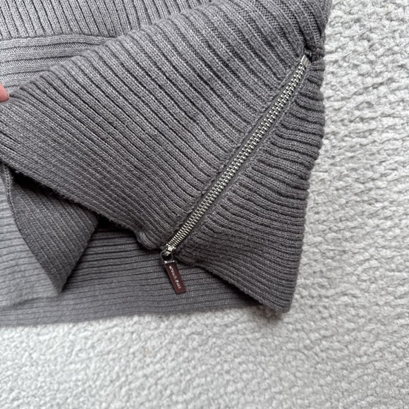 Michael Kors Womens Crewneck Sweater XL Gray Ribbed Asymmetrical Side Zipper - Picture 5 of 12